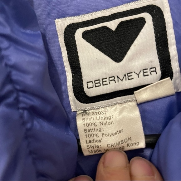 Vintage 90s Obermeyer Down Puffer Coat Ski Jacket Very Peri Ladies 12 - Picture 4 of 9